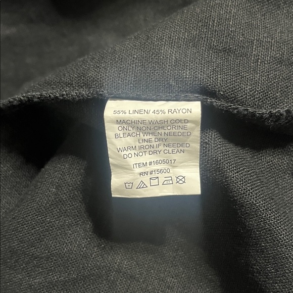 Briggs Linen Blend Dress Black V-Neck Sz L Short Sleeves Vacation Cruise Wear - Picture 7 of 7